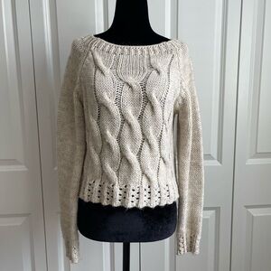 Beige/Nude Cable Knit Sweater